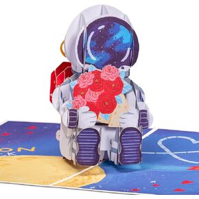 Paper Love3D Love Astronaut Pop Up Card, Gift for Birthday, Wedding, Anniversary, Mothers Day, Get Well, All Occasion - 5" x 7" Cover - Includes Envelope and Note Tag