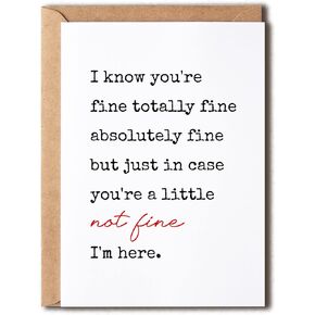 KrysDesigns In Case You're A Little Not Fine Encouragement Card Support Card Cancer Survivor Card For Cancer Fighter Encouragement Card, 5 x 7 inches
