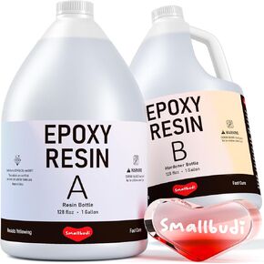 Smallbudi 2 Gallon Crystal Clear Epoxy Resin Kit, High Gloss & Bubbles Free Resin Supplies for Coating and Casting, Molds, Jewelry Making, DIY Art, Crafts, Counter top, River Table Tops, Mix 1:1 Ratio