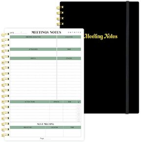 Meeting Notebook for Work with Action Items - B5 Spiral Meeting Project Planner Notebook for Note Taking, Office/Business Meeting Notes Agenda Organizer .158Pages.7 x 10",Teal