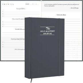 Self-Mastery Journal for Men - 182 Days Daily Reflection Notebook – Mental Health Journal, Anxiety & Guided Journal for Women & Men, Meditation & Mood Log, Grey