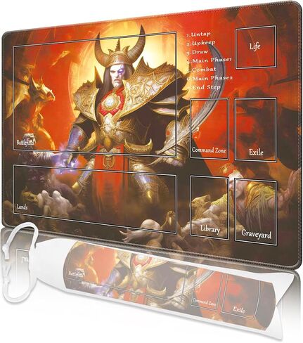 MTG Playmat مع مناطق ، MTG Playmat 24 "x 14" TCG Playmats Playmats Playmat Playmat لـ MTG مع حقيبة التخزين Surface Battle Swordsman MTG Game Playmat مع المناطق in Saudi Arabia