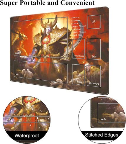 MTG Playmat مع مناطق ، MTG Playmat 24 "x 14" TCG Playmats Playmats Playmat Playmat لـ MTG مع حقيبة التخزين Surface Battle Swordsman MTG Game Playmat مع المناطق in Saudi Arabia