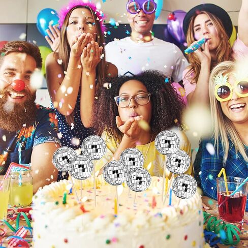 Disco Ball Cupcake Toppers 15Pcs,Glittering Disco Ball Cupcake Picks for Birthday,Disco Ball Cake Toppers,Shining Disco Ball Cake Decorations for Disco Theme Party,70s Disco Party Favor (stick) in Saudi Arabia