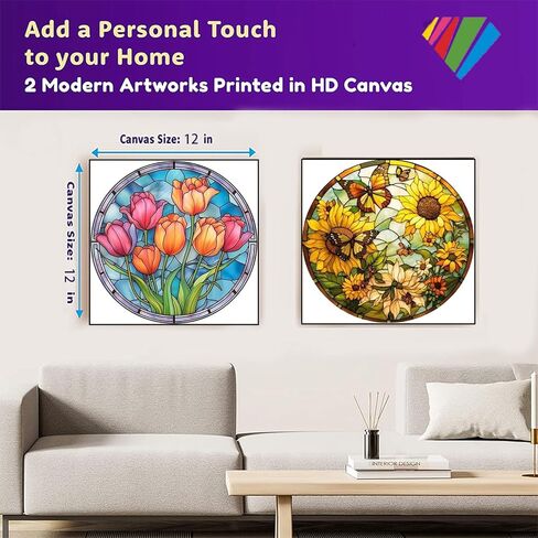 OFRKE 2-Piece Diamond Painting Kits for Adults，5D DIY Full Drill Round Art Gems Colorful Butterfly Diamond Art Perfect for Home Wall Deco Diamond 12"x12" in Saudi Arabia