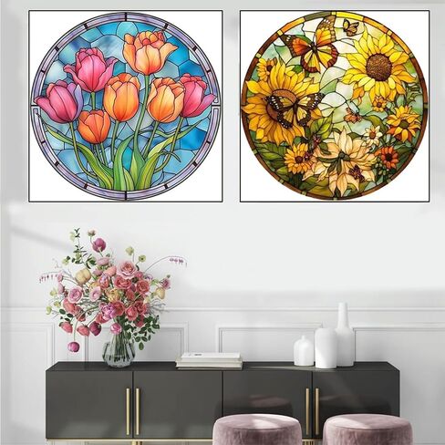 OFRKE 2-Piece Diamond Painting Kits for Adults，5D DIY Full Drill Round Art Gems Colorful Butterfly Diamond Art Perfect for Home Wall Deco Diamond 12"x12" in Saudi Arabia