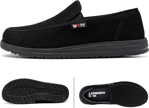 حذاء رجالي من LARNMERN مصنوع من الفولاذ لأصابع القدم حذاء شتوي للثلج سهل الارتداء في العمل حذاء رياضي خفيف الوزن معزول ودافئ (10.5 رجال، أسود) in Kuwait