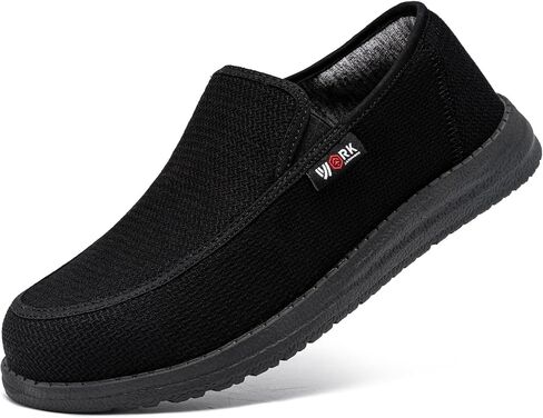 حذاء رجالي من LARNMERN مصنوع من الفولاذ لأصابع القدم حذاء شتوي للثلج سهل الارتداء في العمل حذاء رياضي خفيف الوزن معزول ودافئ (10.5 رجال، أسود) in Kuwait