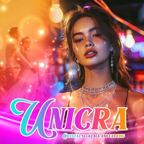 Unicra Silver Bride Necklace Earrings Set Bridal Wedding Jewelry Sets Rhinestone Prom Costume Choker Necklaces for Women and Girls (Silver-2 Pack Silver Necklace Earrings) in Saudi Arabia