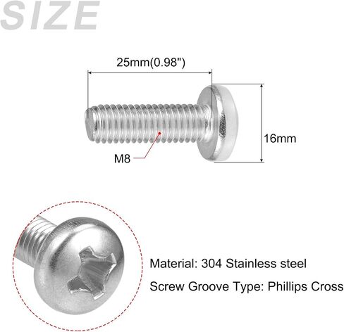 براغي آلة METALLIXITY (M4x75mm) 10 قطع، مسامير فيليبس كروس 304 من الفولاذ المقاوم للصدأ - لتركيب الأثاث، والمثبتات الميكانيكية، والمعدات المكتبية in Kuwait