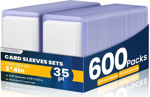 2000 Packs Card Sleeves Top Loads for Cards,3" x 4" Baseball Card Protectors,Trading Card Sleeves Hard Plastic Fit for Baseball, Football Cards (1000 Hard Sleeves + 1000 Soft Sleeves) in Saudi Arabia