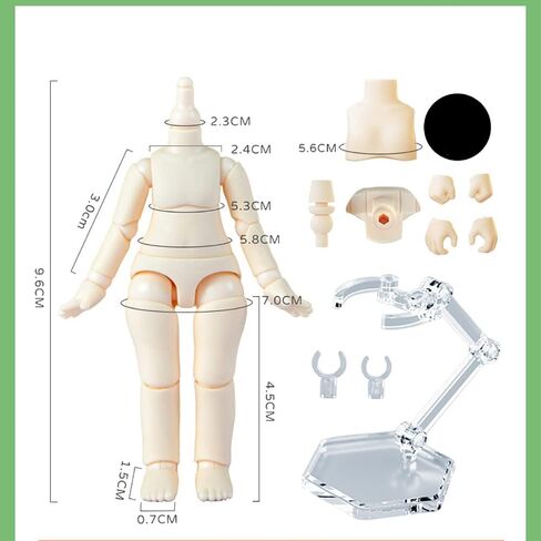 1/12 Scale BJD Doll Body 9.6cm/11cm YMY2 Body Action Figures Replacement Body Doll Accessories (Normal White,9.6cm) in Kuwait