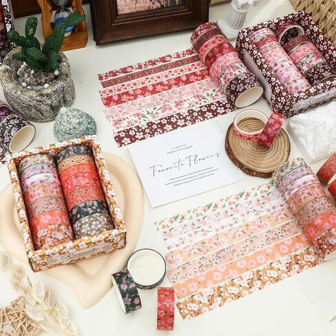 14 Rolls Sakura Washi Tape Set Flowers Arts Adhesive Tapes Cherry Blossom Decorative Masking Tape Sets for Craft, Kids, Scrapbook, DIY, Gift Wrapping (Blush Petals) in Saudi Arabia