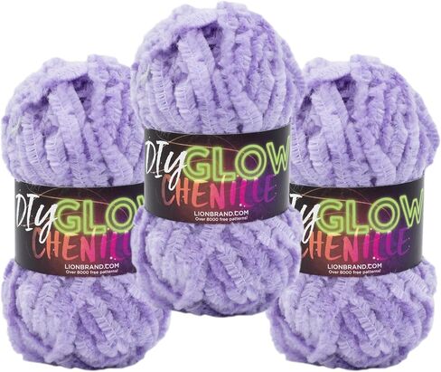 Lion Brand Yarn DIY Glow Chenille Yarn, 1 Pack, Pearl in Kuwait