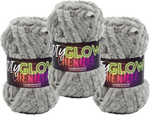 Lion Brand Yarn DIY Glow Chenille Yarn, 1 Pack, Pearl in Kuwait
