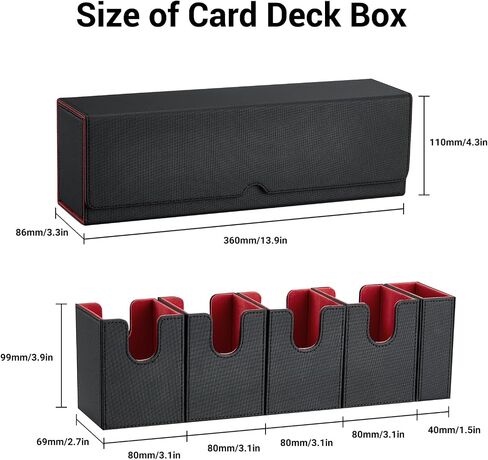 Card Deck Box for MTG, 5 in 1 Commander Deck Box TCG Card Box Deck Box With Dice Tray Holding 400+ Unsleeved Cards Magic Commander CCG Sports Card Box (Black and Blue) in Saudi Arabia