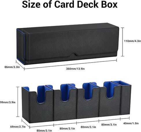Card Deck Box for MTG, 5 in 1 Commander Deck Box TCG Card Box Deck Box With Dice Tray Holding 400+ Unsleeved Cards Magic Commander CCG Sports Card Box (Black and Blue) in Saudi Arabia
