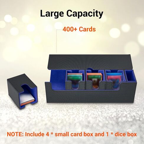 Card Deck Box for MTG, 5 in 1 Commander Deck Box TCG Card Box Deck Box With Dice Tray Holding 400+ Unsleeved Cards Magic Commander CCG Sports Card Box (Black and Blue) in Saudi Arabia