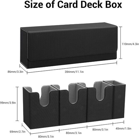 Card Deck Box for MTG, 5 in 1 Commander Deck Box TCG Card Box Deck Box With Dice Tray Holding 400+ Unsleeved Cards Magic Commander CCG Sports Card Box (Black and Blue) in Saudi Arabia