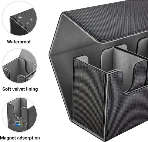 Card Deck Box for MTG, 5 in 1 Commander Deck Box TCG Card Box Deck Box With Dice Tray Holding 400+ Unsleeved Cards Magic Commander CCG Sports Card Box (Black and Blue) in Saudi Arabia