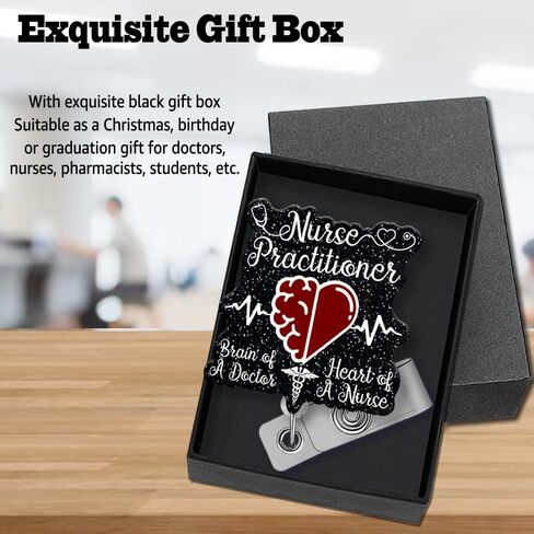 Nurse Practitioner Retractable Black Glitter Irregular Badge Reel with Alligator Clip, Medical Gift for Men Women, Fun ID Card Badge Holder Gift for Doctor RN Nurse Nursing Medical Office Work in Saudi Arabia