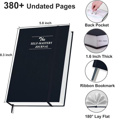 مجلة المدير الذاتي للرجال - 182 يومًا دفترًا يوميًا للانعكاس - مجلة الصحة العقلية ، المجلة القلق والموجهة للنساء والرجال ، سجل التأمل ومزاج ، رمادي in Kuwait