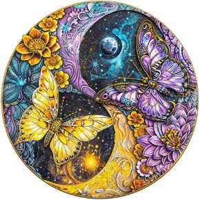 Wooden Puzzles for Adults - Glass Sunflower Wooden Puzzle, Unique Shaped Wooden Jigsaw Puzzles for Adults, Wood Puzzles Adult, Perfect for Birthday Gift, Family Puzzles, 100 Pieces 8.5 x 8.5in, Small