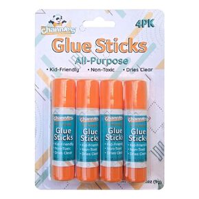 Channie's Glue Sticks 4 Pack - Clear Drying Washable Glue Sticks for Kids - Ideal for Art & School Projects, Safe & Mess-Free Craft Supplies