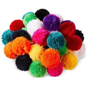 Gemscream 50 Pcs 3 Inch Large Yarn Pom Poms for Crafts Acrylic Yarn Balls Colorful Fuzzy Pompoms for Hats DIY Handmade Craft Holiday Party Hanging Decorations(Multi Color)