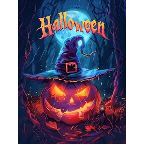 Diymood DIY 5D Diamond Painting Kits for Adults Pumpkin - Paint with Diamond Art Kits for Adults Halloween Full Drill Round Canvas Mosaic Beginner Home Wall Decor Gift 12x16 inch z4