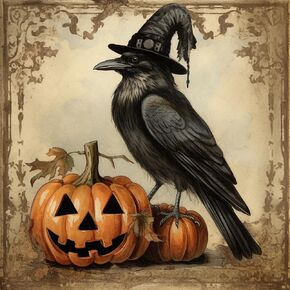 Black and White Vintage Halloween Crow Witch 5D Adult Diamond Art,DIY Diamond Art Painting Kit for Decor Canvas 11.7x15.7inch/30x40cm