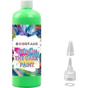 Goodtake Glow in the Dark Paint ، Neon Colors Acrylics Painting | طلاء قماش | 4 أوقية زجاجات | دهانات التوهج غير السامة للأطفال ، البالغين ، فنانين المبتدئين ، اجعل محادثة اللوحة الخاصة بك (Neon Yellow ، 4 fl Oz)