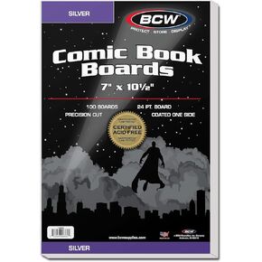 BCW Silver Age Comic Backing Boards - 5 Pack (500 Total) | Certified Acid-Free Boards for Comic Book Storage | 7.5" x 10.5" Dimensions