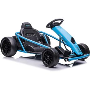24V Go Kart for Kids من 8 إلى 12 عامًا ، 300W*2 محركات قوية إضافية ، 9AH بطارية كبيرة 8 ميل في الساعة تنجرف مع الموسيقى ، القرن ، MAX LOAD 175 رطل في الهواء الطلق على لعبة المراهقين (الأزرق)