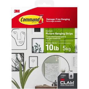 Command and 3M Claw Picture Hanging Kit, 10 lb Medium Picture Hanging Strips 8 Pairs (16 Strips) and 45, 25, & 15 lb 3M Claw Picture Hangers, Hanging Picture Frames for Home Decor and Room Decor