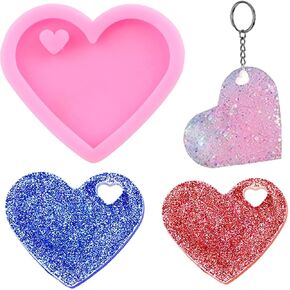 Heart Resin Keychain Molds Heart Silicone Mold Epoxy Resin Molds for DIY Jewelry Making Keychain Pendant Necklace Decoration Craft