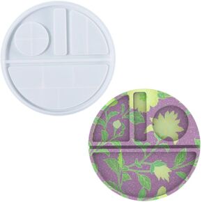 iSuperb Rolling Tray Resin Mold Makeup Storage Tray Cosmetic Epoxy Casting Mold Round Silicone Mold for DIY Jewelry Storage Tea Tray Serving Board Making
