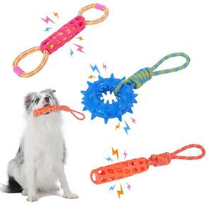3PCS Indestructible Dog Toys TPR/Cotton for Strong Chewers