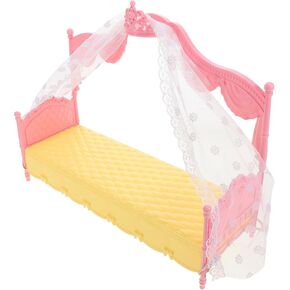 Miniature Dollhuose Bed with Canopy,Mini House Bed Toy,Dollhouse Furniture Accessories