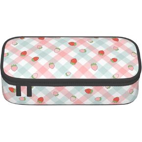 Pencil Pouch with Strawberry Cute Strawberry Pencil Bag,Pink Strawberry Pencil Case Strawberry Pen Case Fruit Themed Pen Bag,Cosmetic Makeup Bag Organizer For Home Desk Office