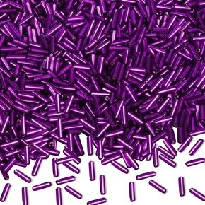 4000pcs Bugle Beads, Embroidery Tube Beads for Jewelry Making, Small Long Beads for Craft DIY Bracelet Necklaces Supplies, 7x2mm,Deep Purple