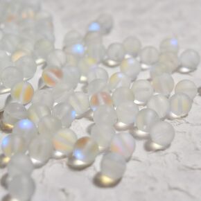 100pcs 6mm Matte Aurora Crystal Glass Beads Multicolor Mystic Aura Quartz Beads Merimaid Frosted Moonstone Beads Crystal Healing Power for Jewelry Making