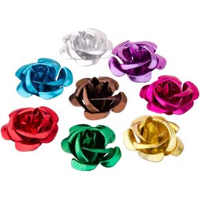 PH PandaHall 100pcs Mixed Color 17mm Aluminum Rose Flower Tiny Metal Beads Metal Spacer Beads for Jewelry Making