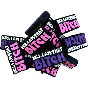 I am That Bitch Silicone Focal Bead Set | 12 Pack Trendy Mama Design Bulk Wholesale Words Sayings Inappropriate Cussing Mom Keychain Making Kit Beaded Pen Freshie Hanger