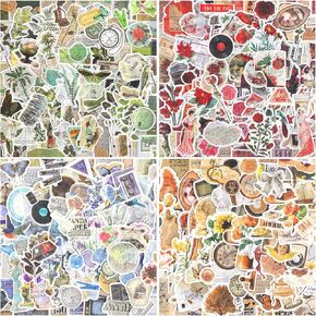 Vintage Washi Stickers, 400 Pcs Cute Vinyl Stickers for Scrapbooks, Retro Nostalgic Aesthetic Stickers for Water Bottles Laptop Stickers Scrapbooking Journaling Album Handmade DIY Crafts