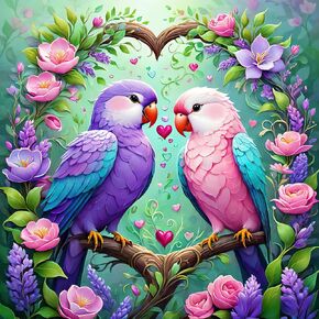Auremi Bird Love Love Diamond Art Painting ، مجموعات اللوحات الفنية الماسية ، مجموعات فن الماس 5D ، لوحات كاملة من النقاط الماس للمبتدئين ، مجموعات الطلاء الفنية الماسية للمنزل 30x30 سم