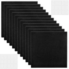 12 Pcs 11.8" x 11.8" Felt Bulletin Board, Black Cork Board Office Cork Board with Safe Removable Adhesive Tabs, Black Felt Wall Tiles for Photos Letter Memos Home Office Kitchen DIY