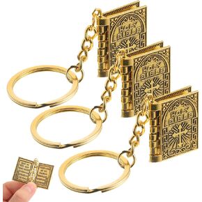 16 Pcs Holy Bible Keychain Mini Bibles Miniature Zinc Alloy Handbag Pendant Christian Religious Jesus Church Gifts (Gold)