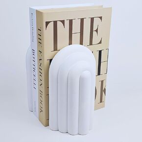 Heavy Book Ends Set of 2, Concrete Bookends for Shelves and Bookshelf Decor, Stylish and Durable Book Decor, Minimalist Book Ends for Shelves, Perfect for Home and Office (Arch 3)