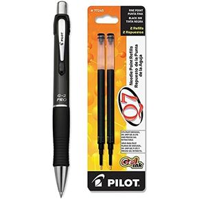 Pilot G2 Pro Gel Ink Rolling Ball, Fine Black Ink Grey Barrel 1 Pen & 2 Refills